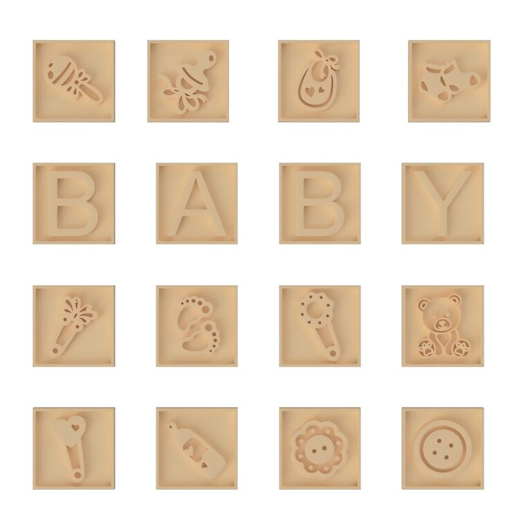 Kare baby kalıpları 16 parça set