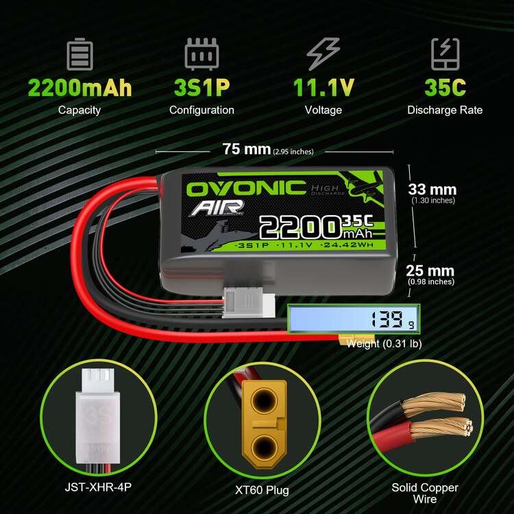 Stokta OVONIC 3S Lipo Battery 2200mAh 3S1P 35C 11.1V