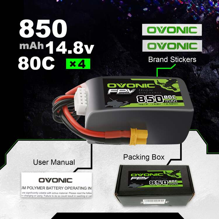 Ovonic 4S Lipo Battery 850mah 4S1P 80C
