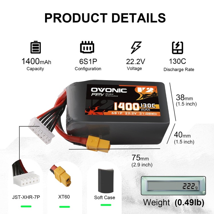 Ovonic 6S LiPo Battery 1400mAh 130C