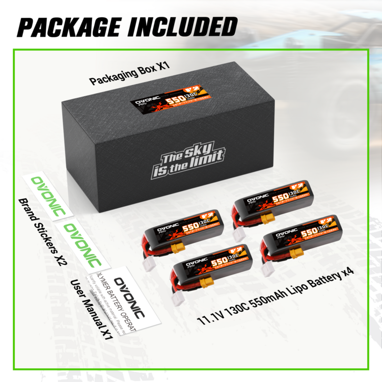  Ovonic 130C 550mAh 3S LiPo Battery 11.1V with XT30 Plug