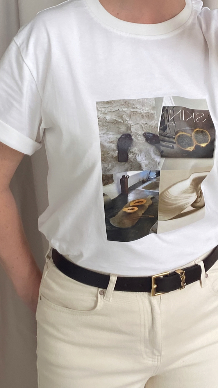 Minimal Baskılı Premium Tişört - Beyaz
