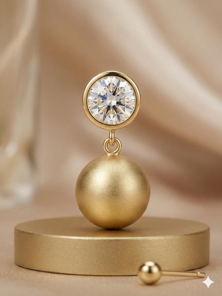 Kristal Detaylı Küpe - Gold