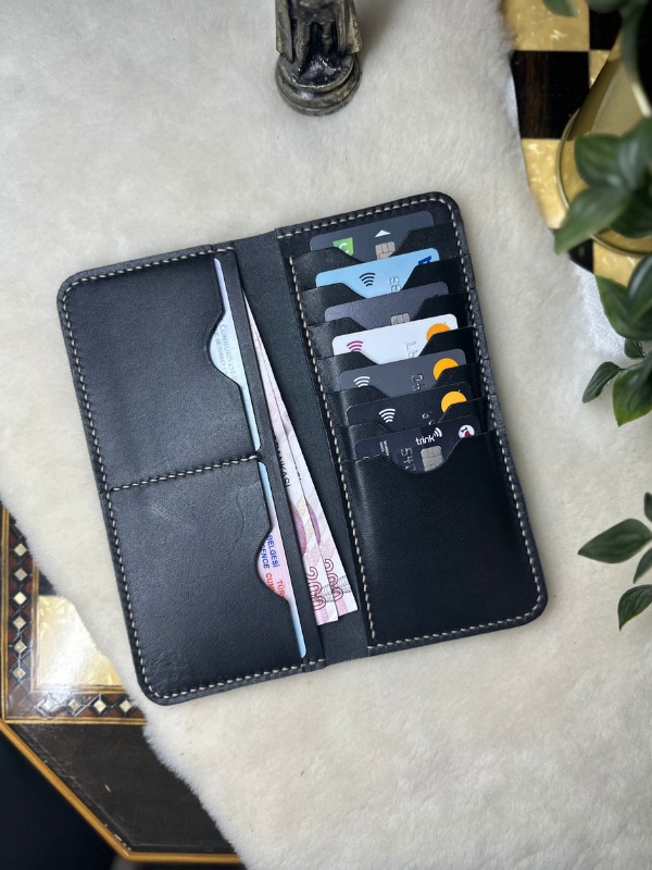 Lithe Long Wallet / Siyah Vegetal Leather