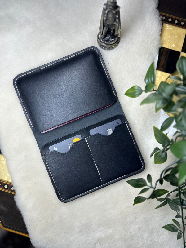 Plethora Pasaport Wallet / Siyah Vegetal Leather