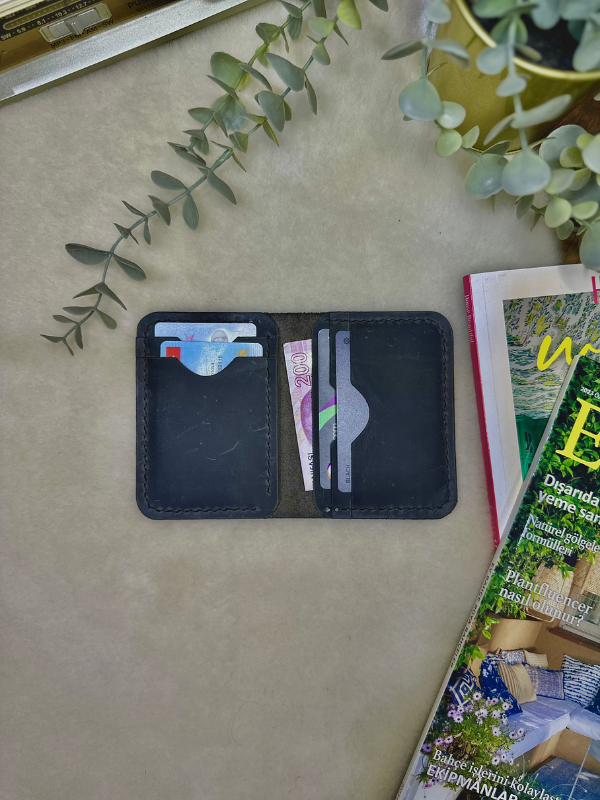 Virile Card Wallet / Gri Crazy Leather