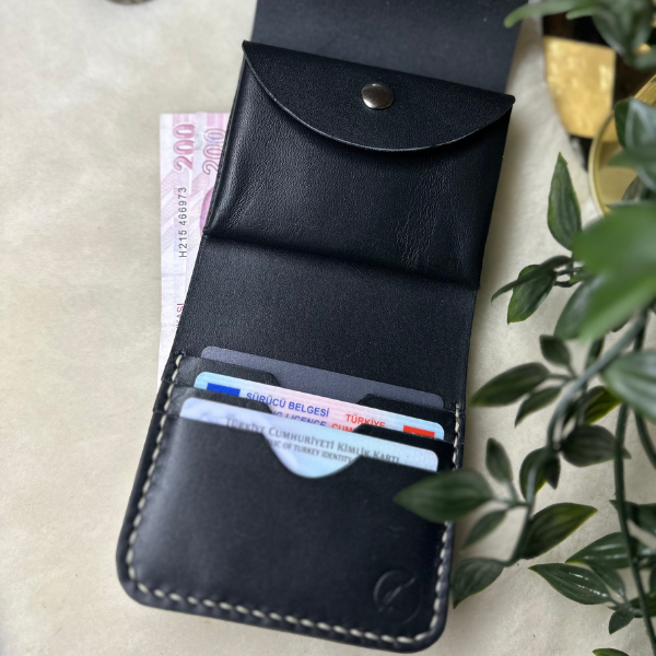 Matryoshka Wallet / Siyah Vegetal Leather