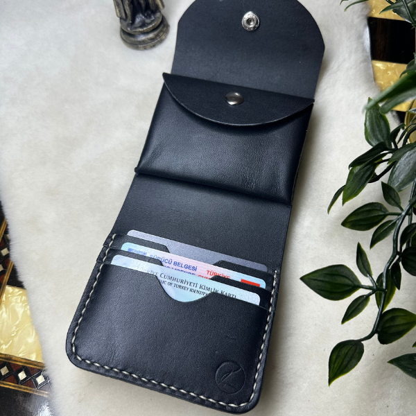 Matryoshka Wallet / Siyah Vegetal Leather