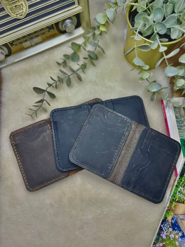 Virile Card Wallet / Gri Crazy Leather
