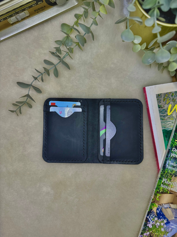 Virile Card Wallet / Siyah Crazy Leather