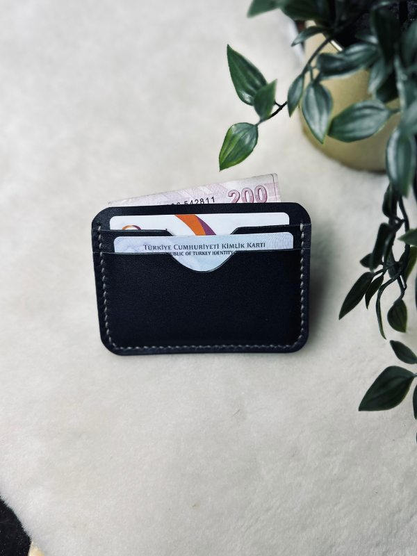 Clove Card Holder / Siyah Vegetal Leather 