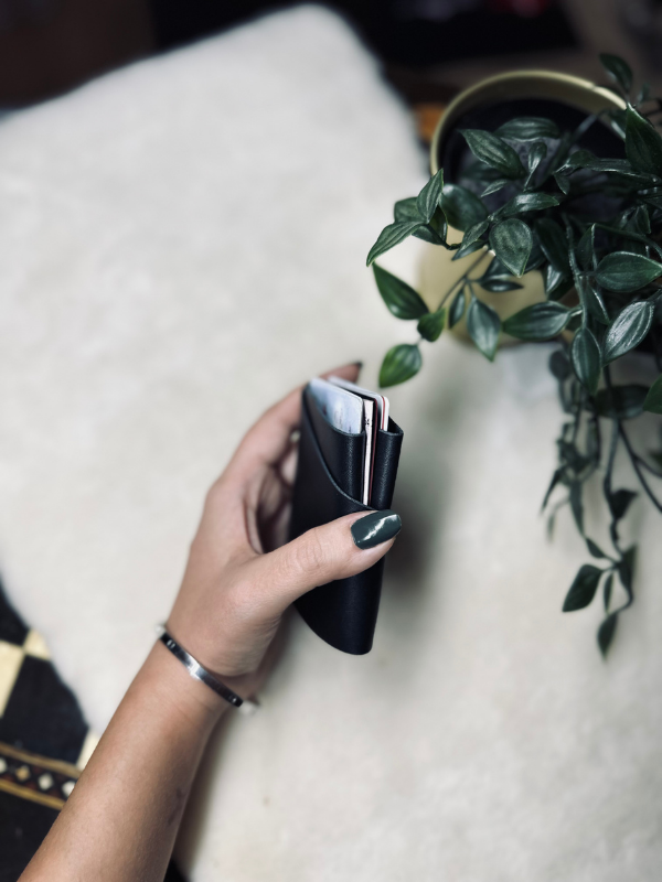 Motley Card Holder / Siyah Vegetal Leather