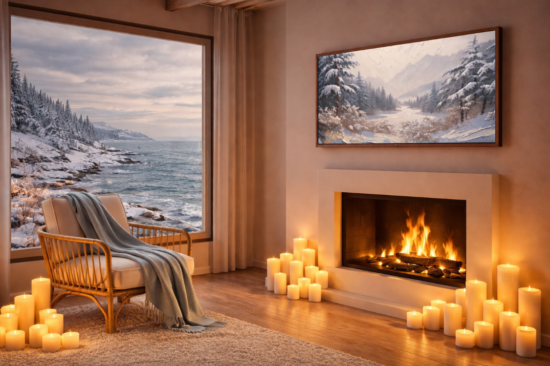 Winter Landscape Frame TV Art - Minimalist Oil Painting Digital Download