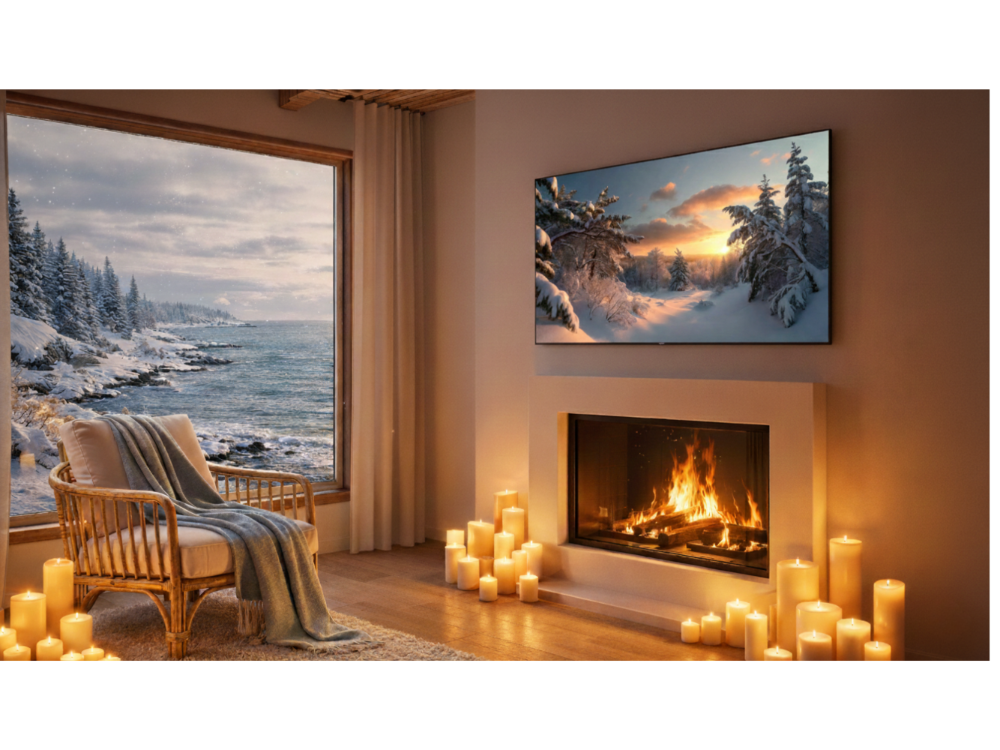 Frame TV Art Winter Landscape | Snowy Pine Forest at Sunset | 4K Digital Download
