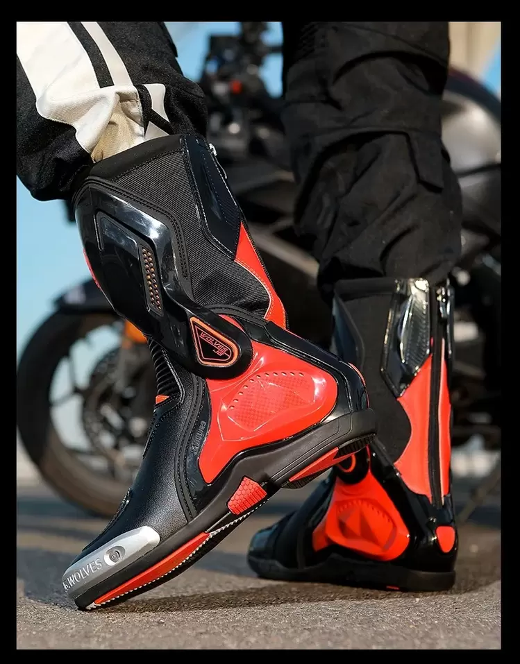 Dainese Torque 3 görünüm uzun kaval korumalı A+ kalite BOT Kırmızı Siyah