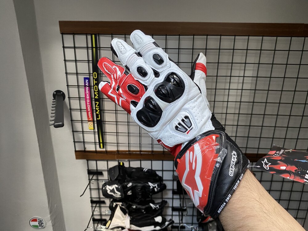 Alpinestars GP PRO R2 Bilekli Deri Eldiven Kırmızı Beyaz 