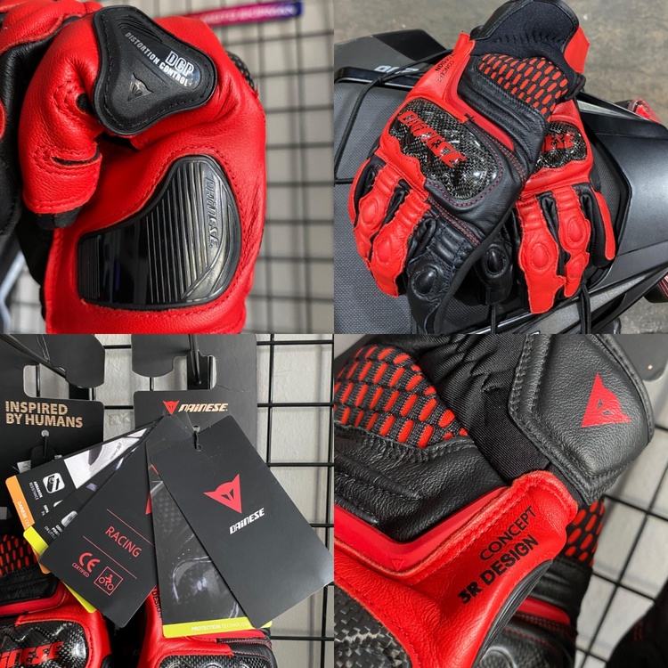 Dainese Carbon 3 Shorts Kırmızı Deri Eldiven 