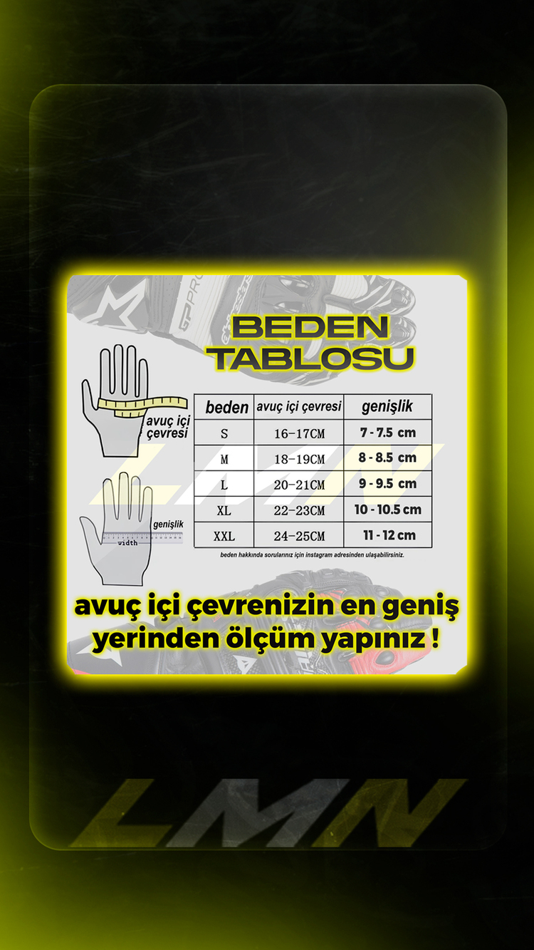 ELDİVEN BEDENİ ÖLÇÜM TABLOSU 