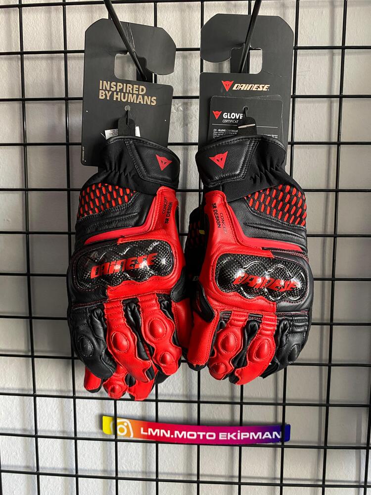 Dainese Carbon 3 Shorts Kırmızı Deri Eldiven 