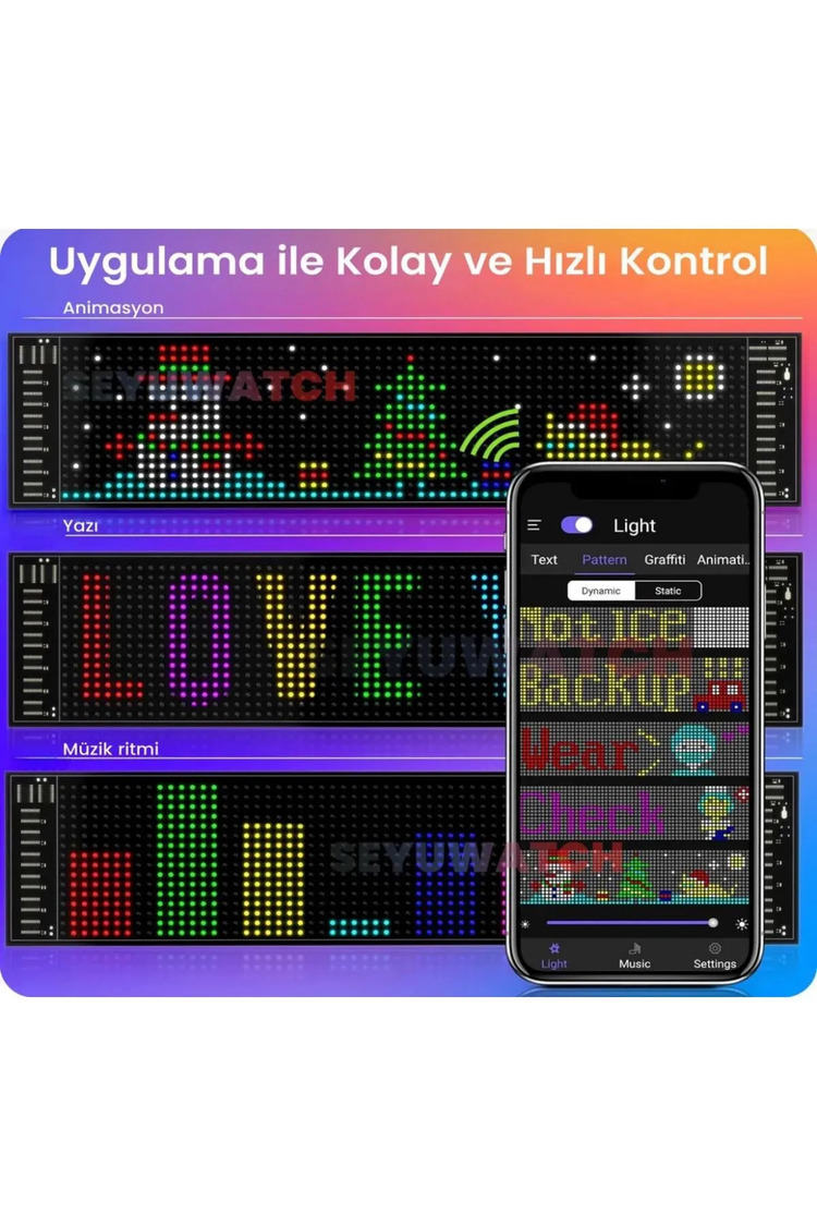 37 cm RGB Matrix LED Panel – Kişiselleştirilebilir, Kumandalı ve Uygulama Kontrollü