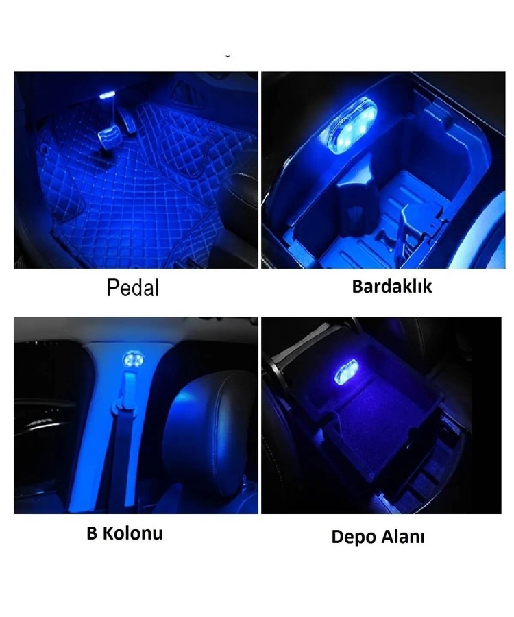 Yüksek Kalite Araç İçi Dokunmatik Sensörlü Mini Led Lamba 7 Renkli