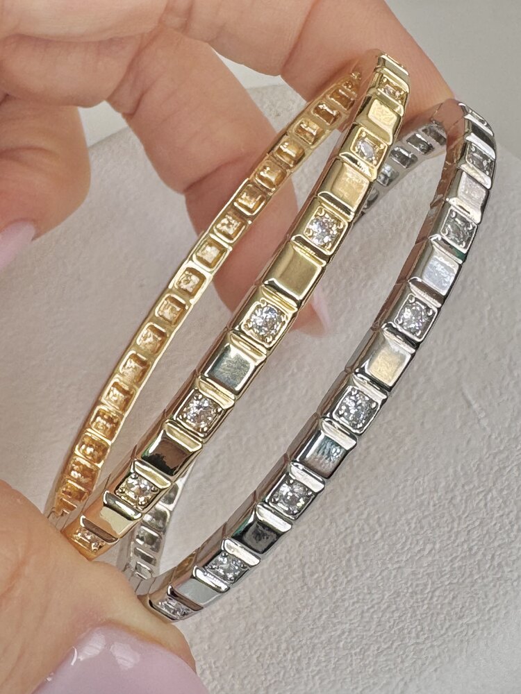 Chopi Silver Taşlı Kelepçe Bileklik 