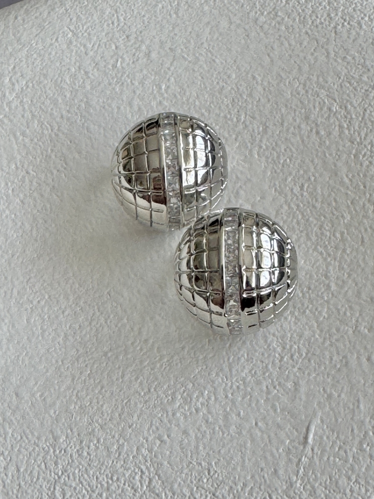 Mer Gümüş Disco Ball Küpe 