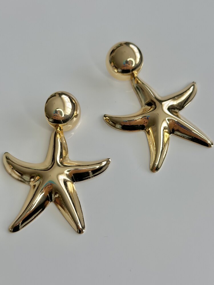 Gold Deniz Yıldız Plaka Küpe