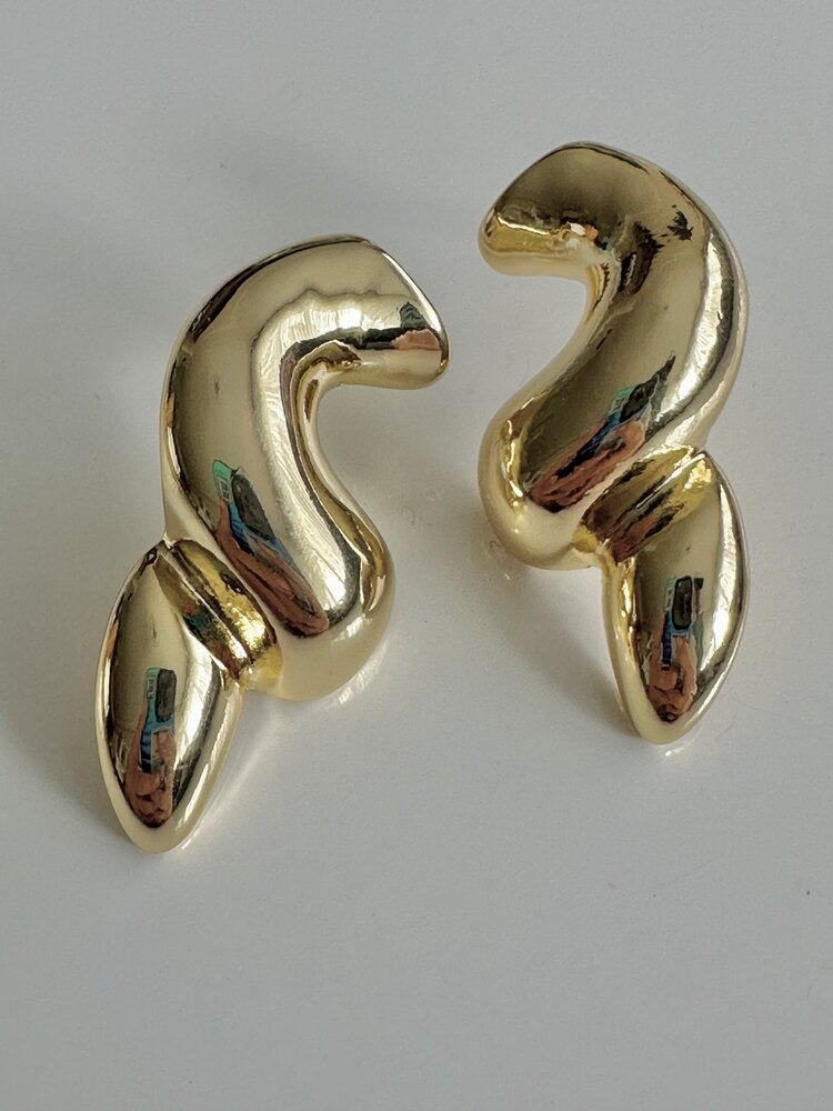 Gold Plaka Spiral Küpe