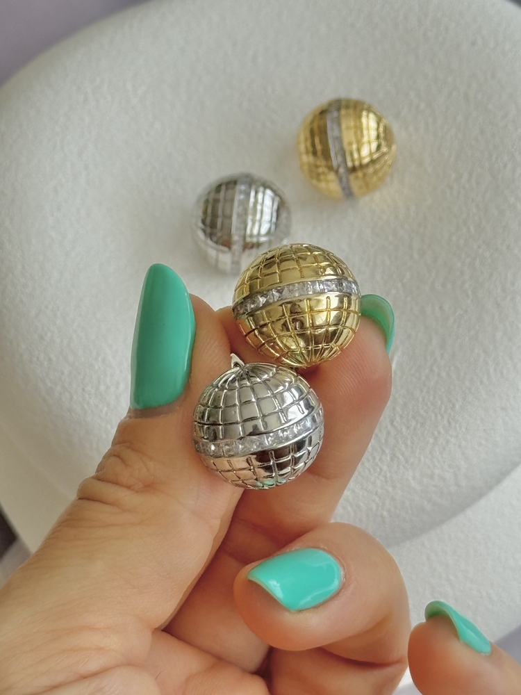 Mer Gold Disco Ball Küpe