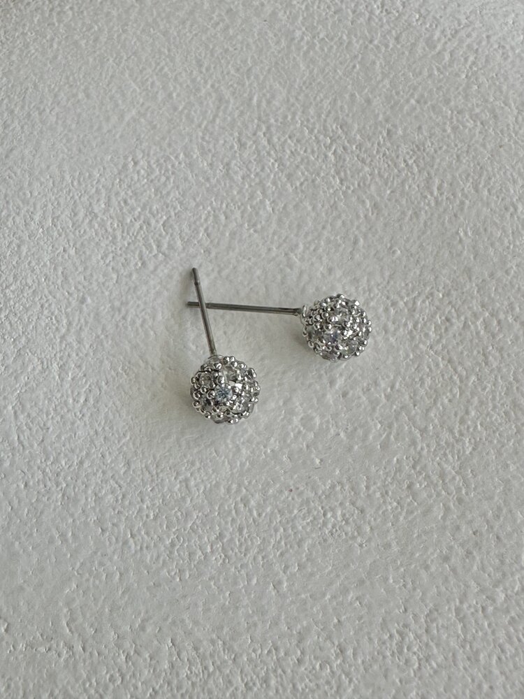 Silver Zirkon Taşlı Top Küpe