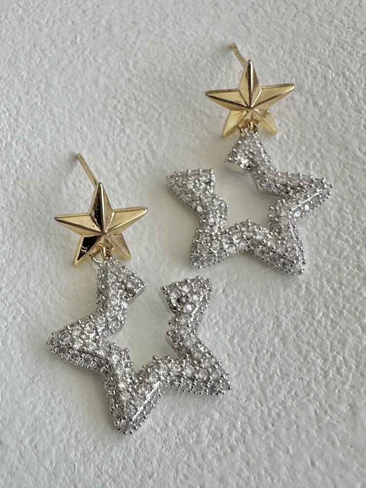 2 Renk Star Küpe 