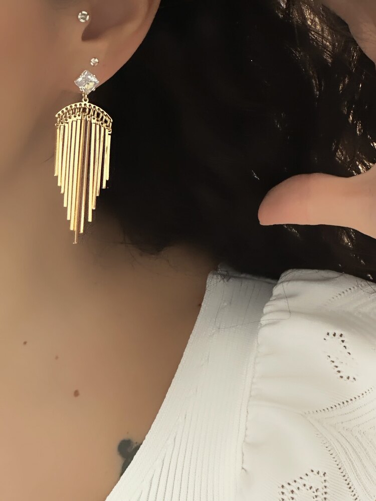 Gold Saçak Küpe 