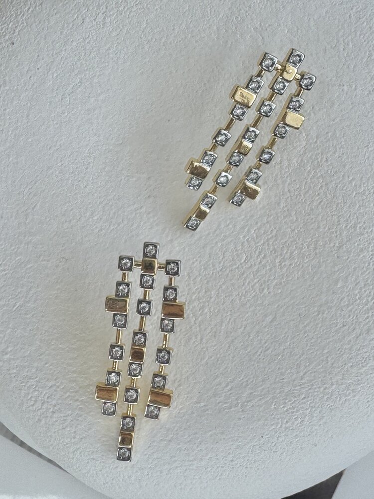 2 Renk Geometrik Desen Küpe