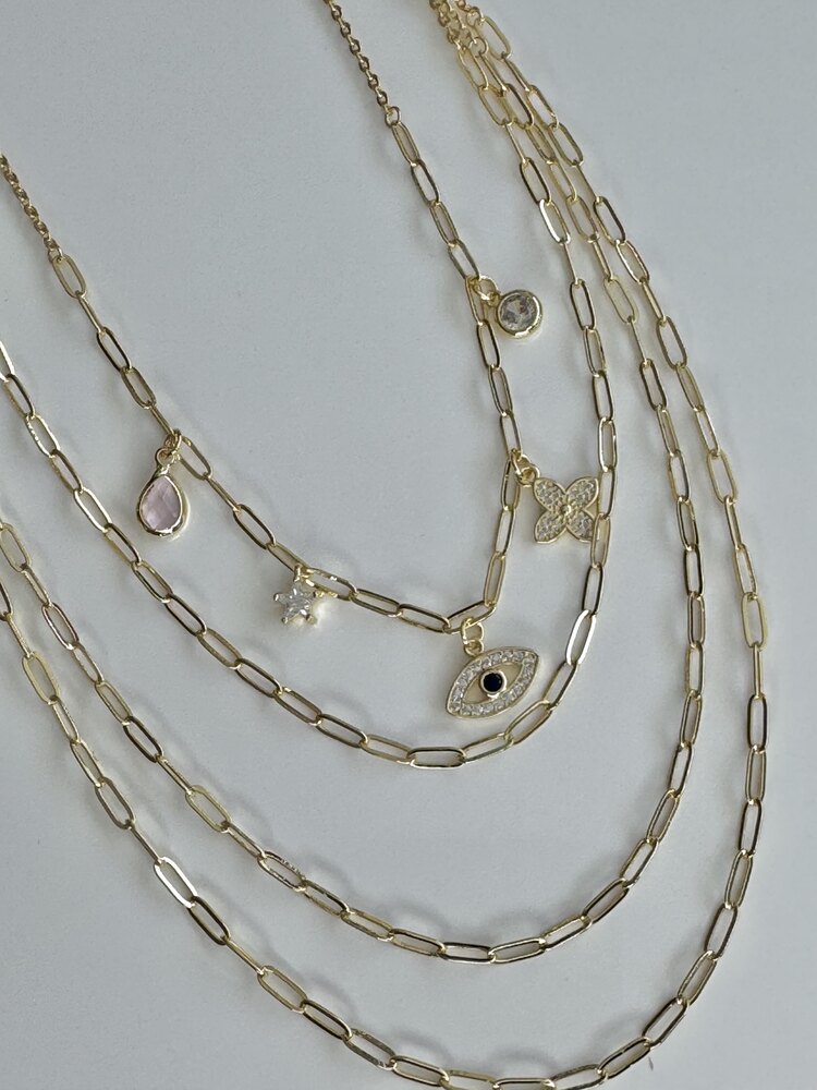 4’lü Zincir Charm Detay Kolye 
