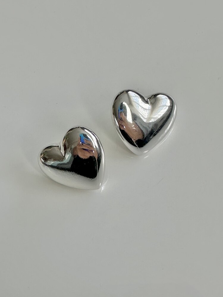 Silver Plaka Kalp Küpe 