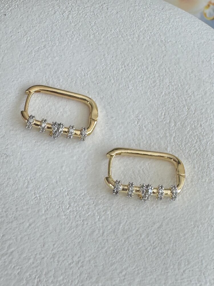 2 Renk Oval Taş Kesit Küpe 