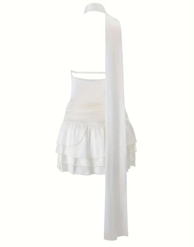 Saten Backless Mini Elbise