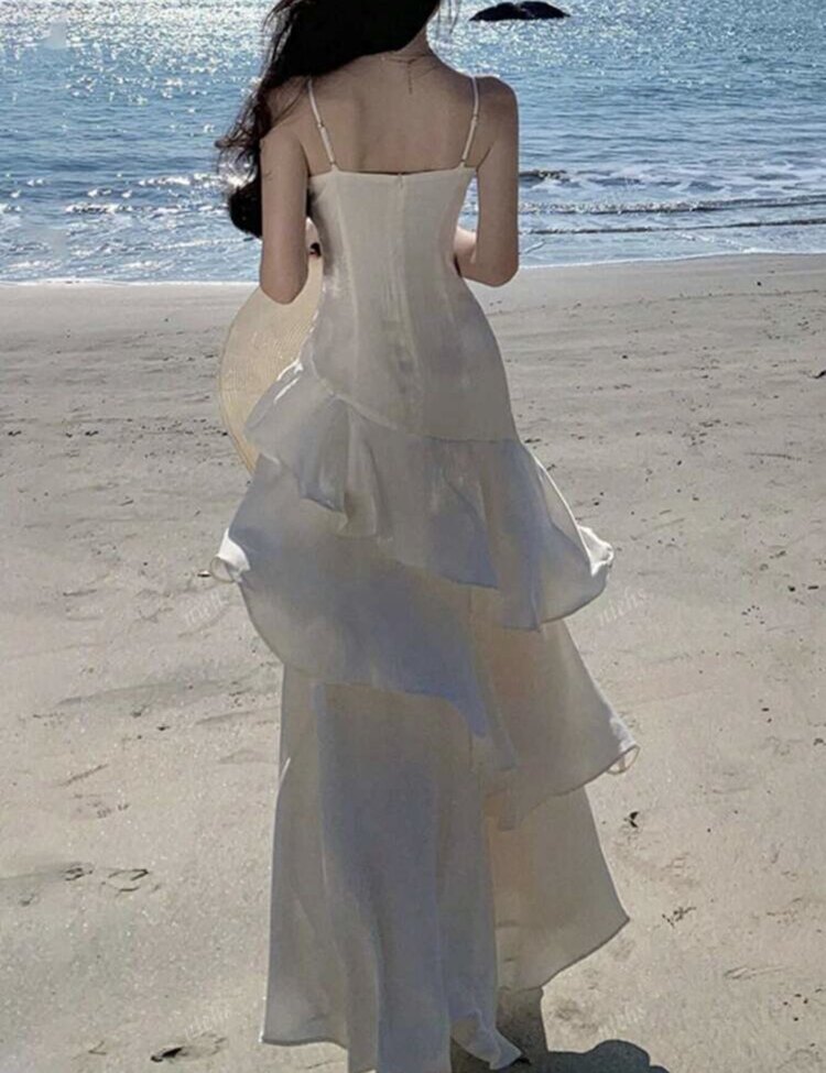Elegant Asimetrik Balo Elbisesi- Beyaz 