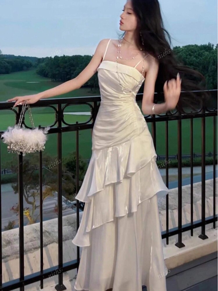 Elegant Asimetrik Balo Elbisesi- Beyaz 
