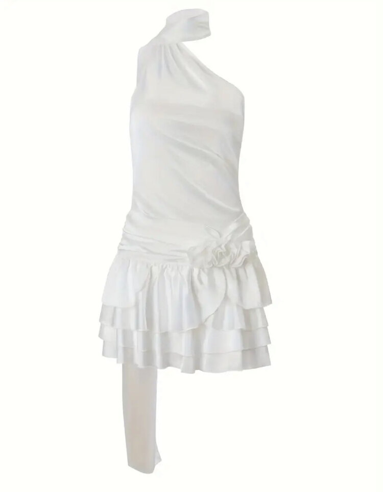 Saten Backless Mini Elbise