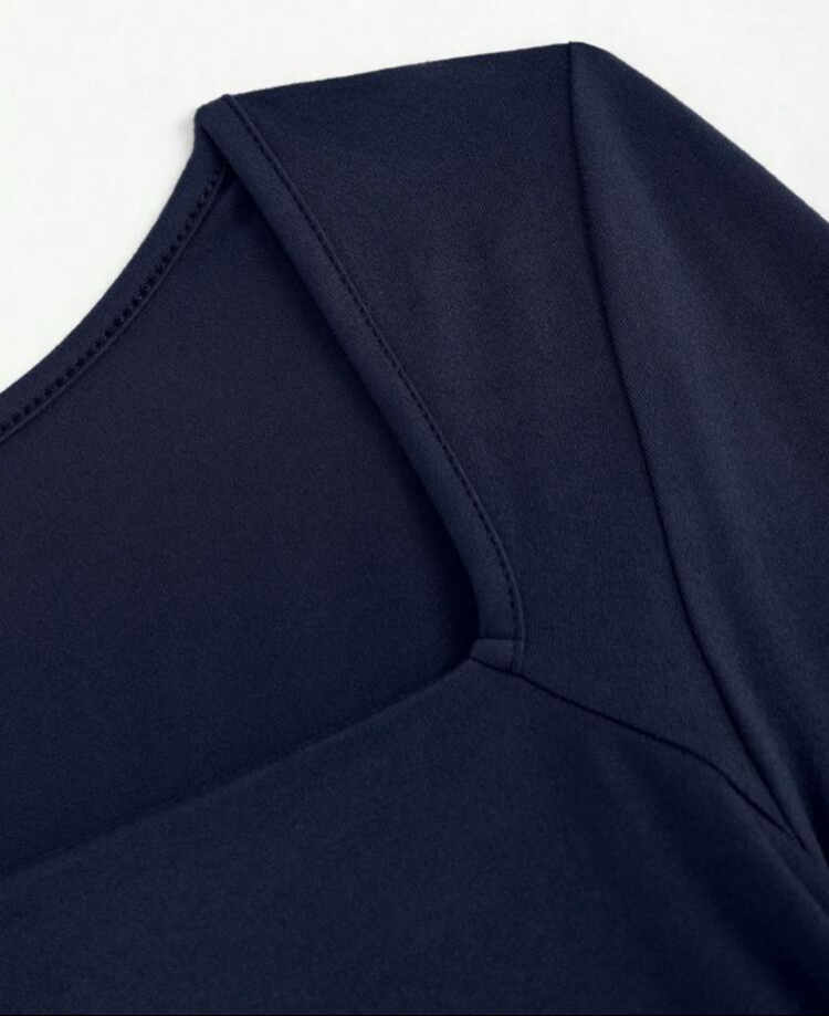 Sleeve Pleads Casual Elbise -Lacivert