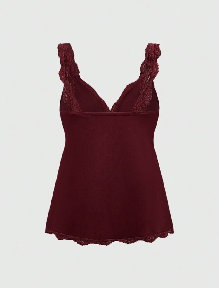 Dekolte Askılı Floral Kurdeleli Victorian Bluz - Kırmızı
