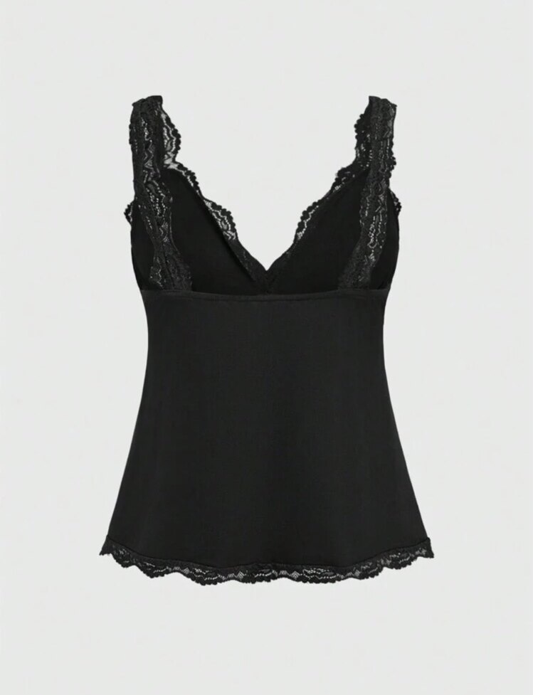 Dekolte Askılı Floral Kurdeleli Victorian Bluz - Siyah