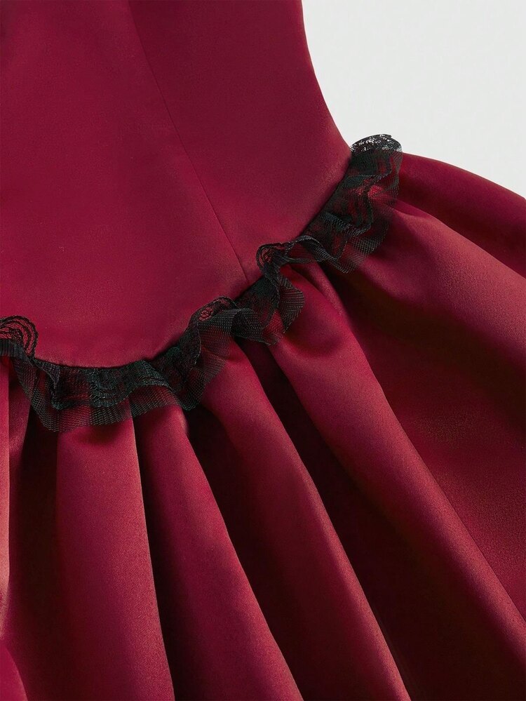 Kawaii Vintage Dantel Askılı Mini Elbise