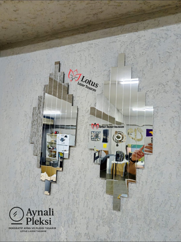 2’li Modern Silver Reflection Set Aynalı Pleksi Duvar Tablosu