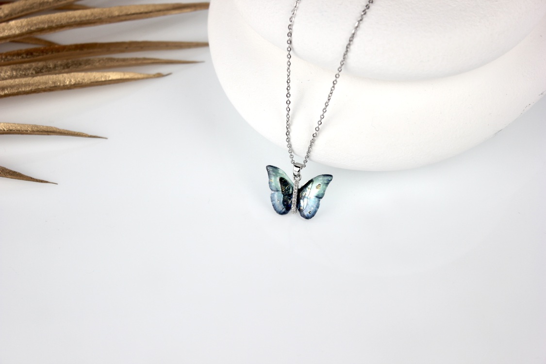 Blue Butterfly St. Necklace