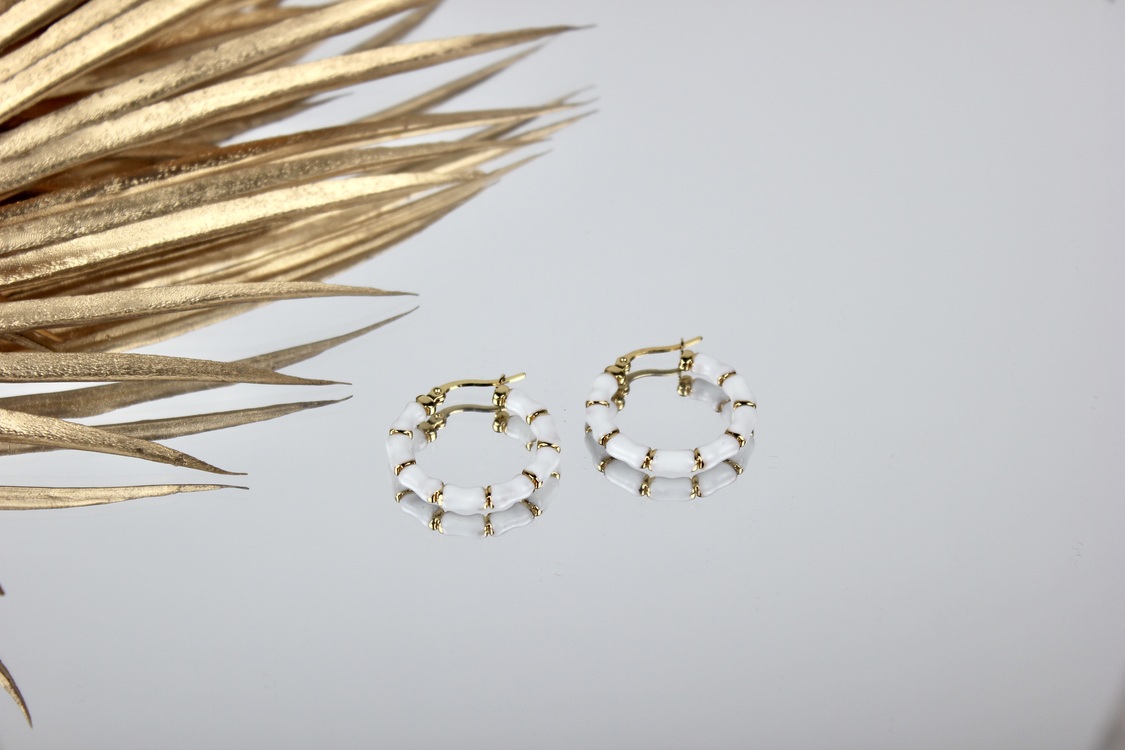 White Circle Steel Earring