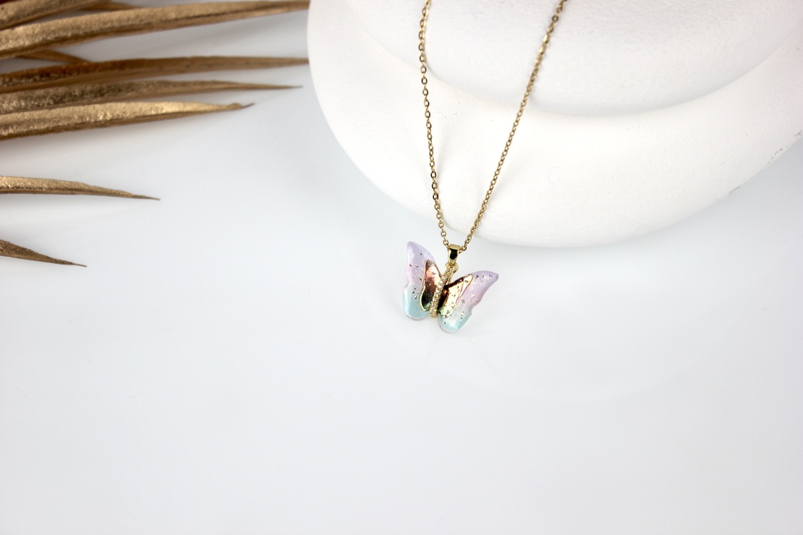 Pink Butterfly St Necklace