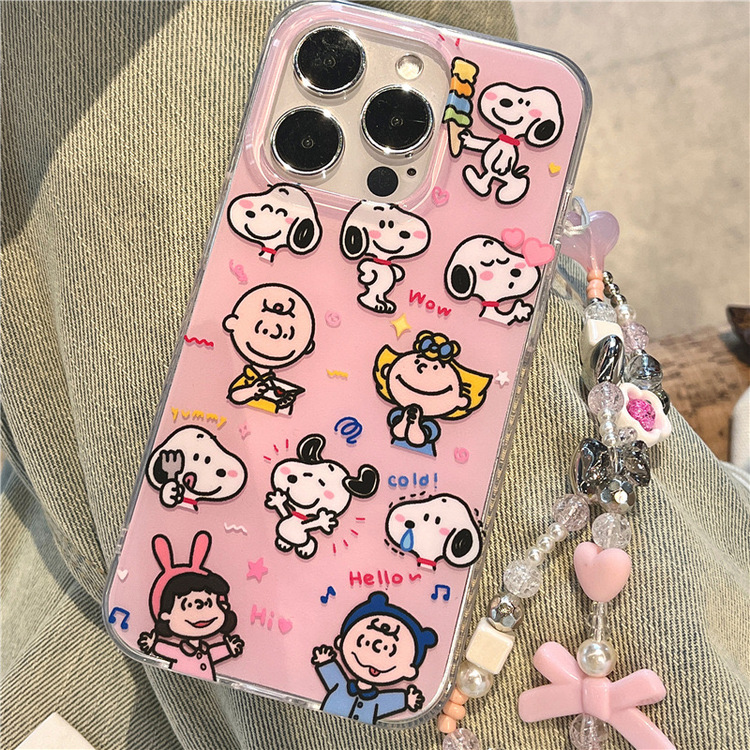 snoopy Karakter Desenli İphone Kılıf + Charm